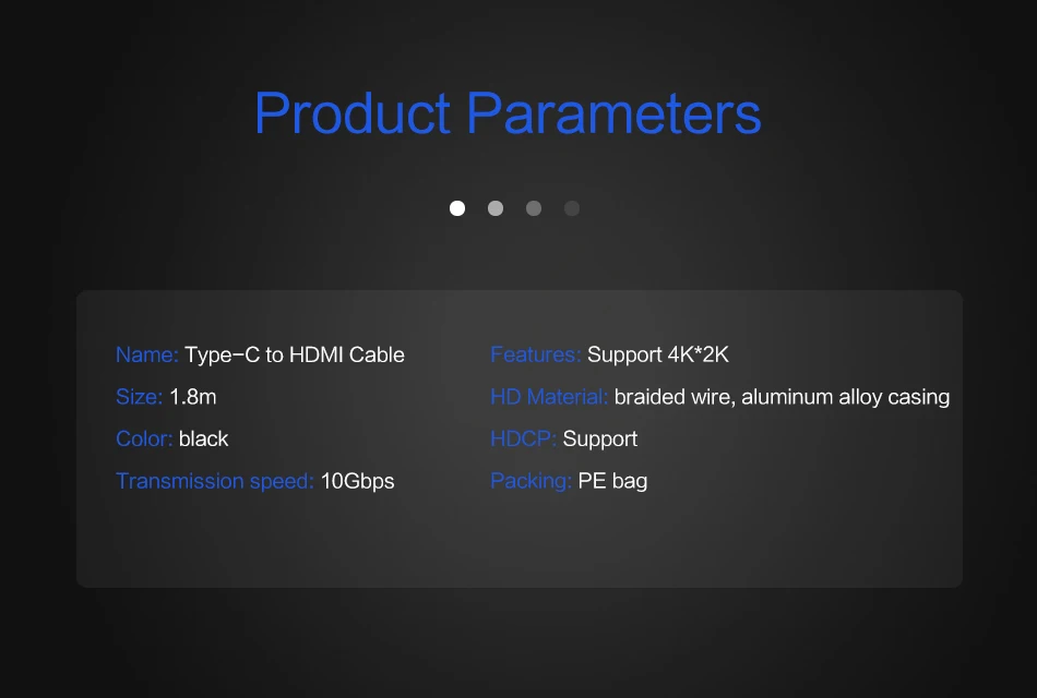 USB C к HDMI 4K кабель type C к HDMI USB-C Thunderbolt 3 для MacBook, ChromeBook, samsung S10/S9/S8+ huawei Mate20/10 Pro P20