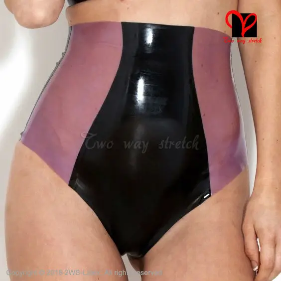 Latex Briefs with trims front and back Underwear shorts Sexy high rise undies thong Rubber Underpants KZ-070