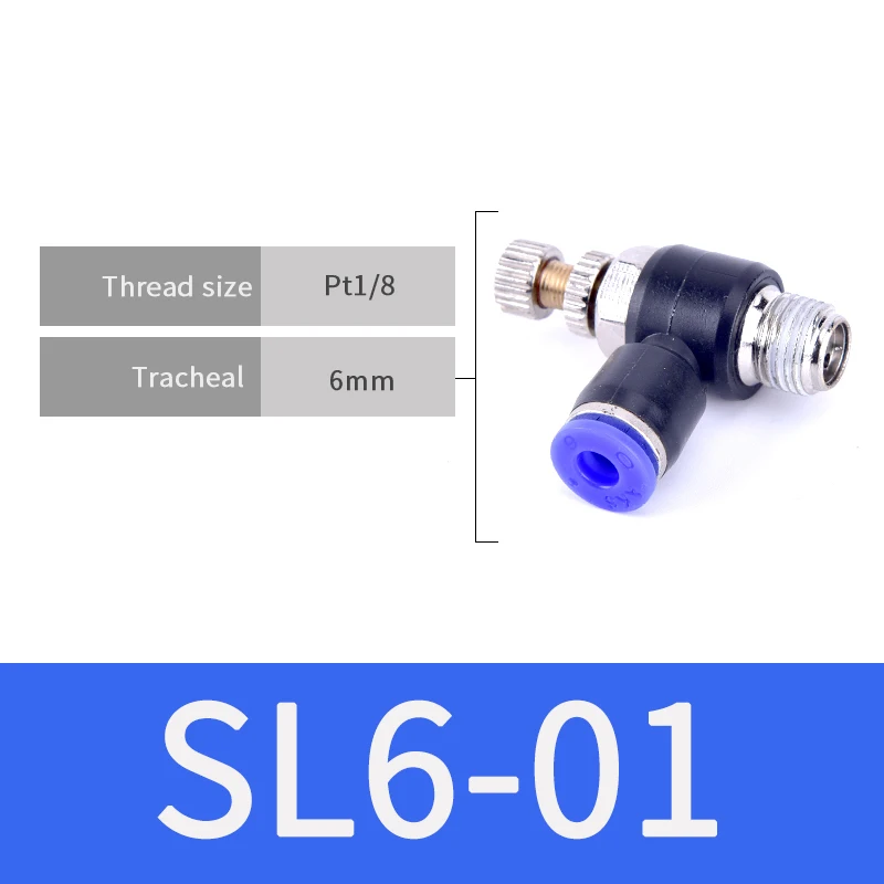 SL6-01 1 шт. газовый ограничительный клапан для воздушного потока Быстрый фитинг SL 4 мм 6 мм 8 мм 10 мм 12 мм шланг для воздушного фитинга 1/" 1/8" 3/" 1/2" BSPT контроллер - Цвет: SL6-01