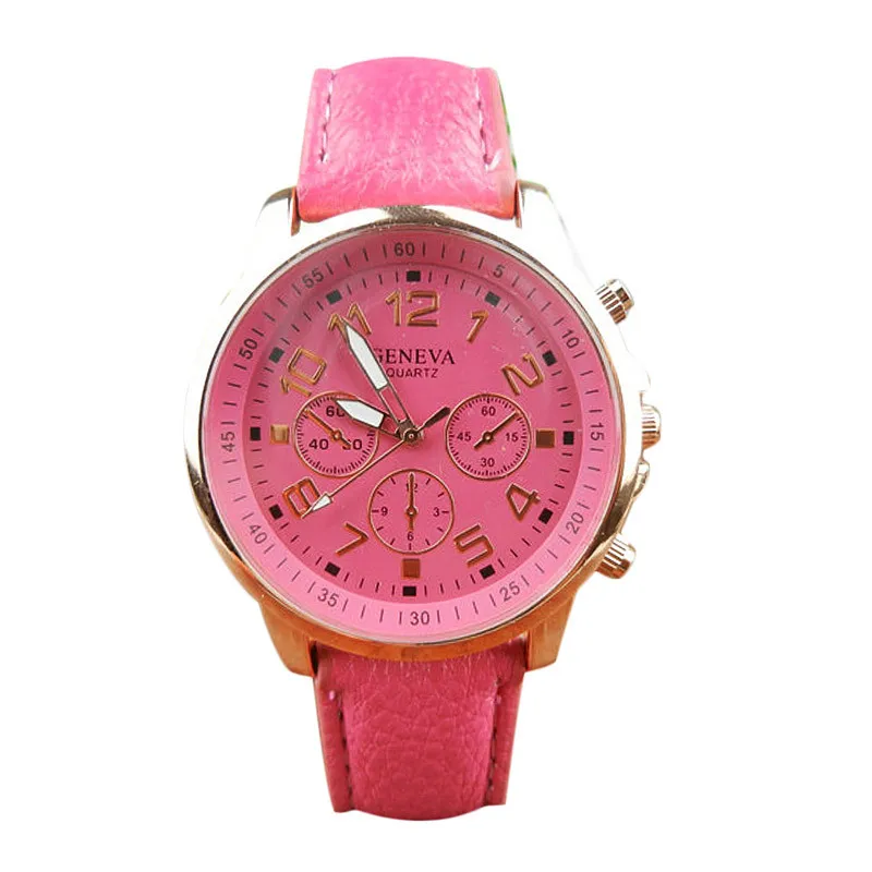 Новые женские кожаные Аналоговые кварцевые наручные часы Vogue Reloj hombre Geneva с