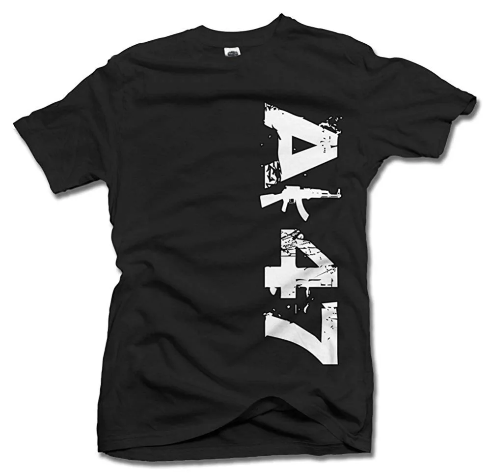 

Ak-47 Vertical Fashion Gun T-Shirt Black Men'S Hot Sale Brand New Fashion Summer Men Tops Hip Hop Personalized T Shirts