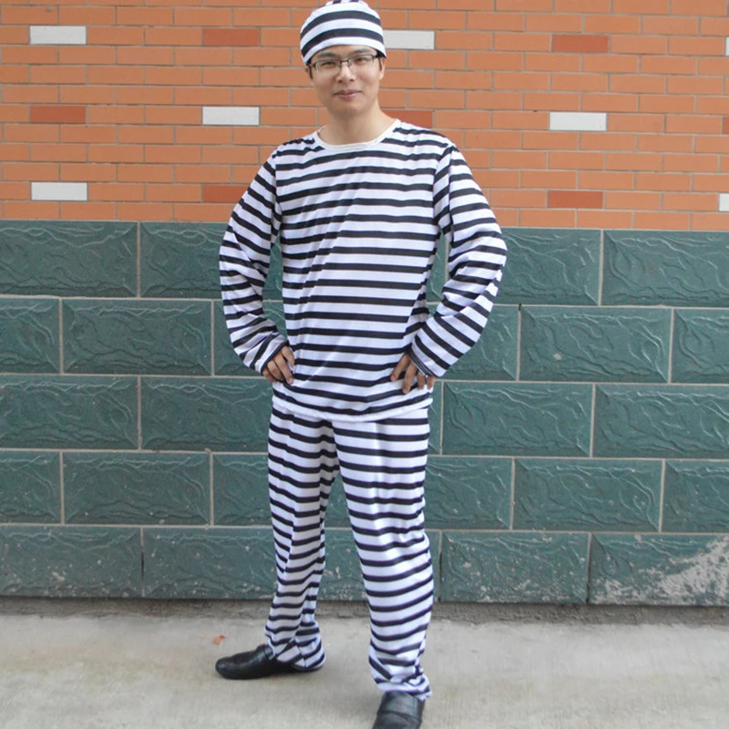 Вечерние костюмы на Хэллоуин для взрослых черно белая полосатая одежда мужчин и