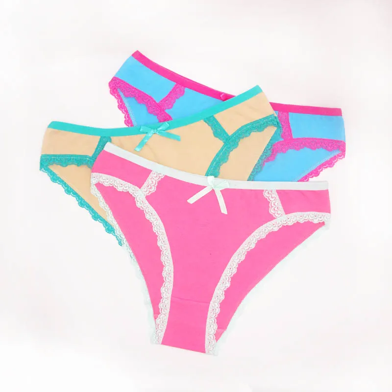 pink.khaki.blue Moonflme, 3 шт./лот, лидер продаж, 6 цветов, женские трусики, хлопковые сексуальные кружевные трусики, 89147 - Цвет: pink.khaki.blue