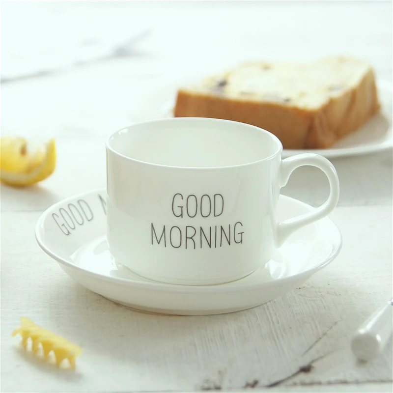 Кофейная чашка Good Morning блюдо Классическая кофейная из белого костяного фарфора с