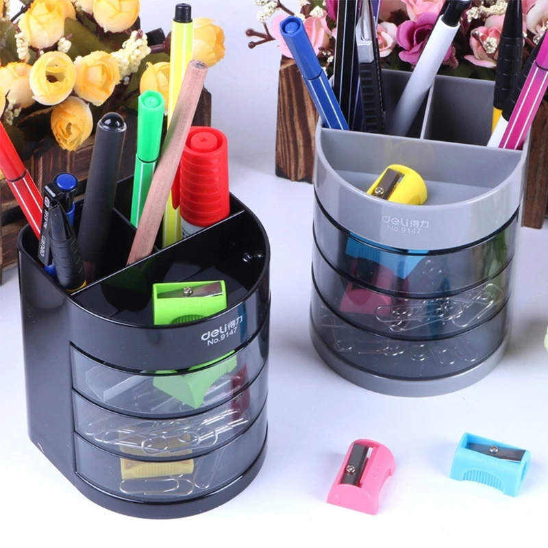 

Multifunction Pen Pencil Holder Three Layer Desktop Drawer Organizer Staionery