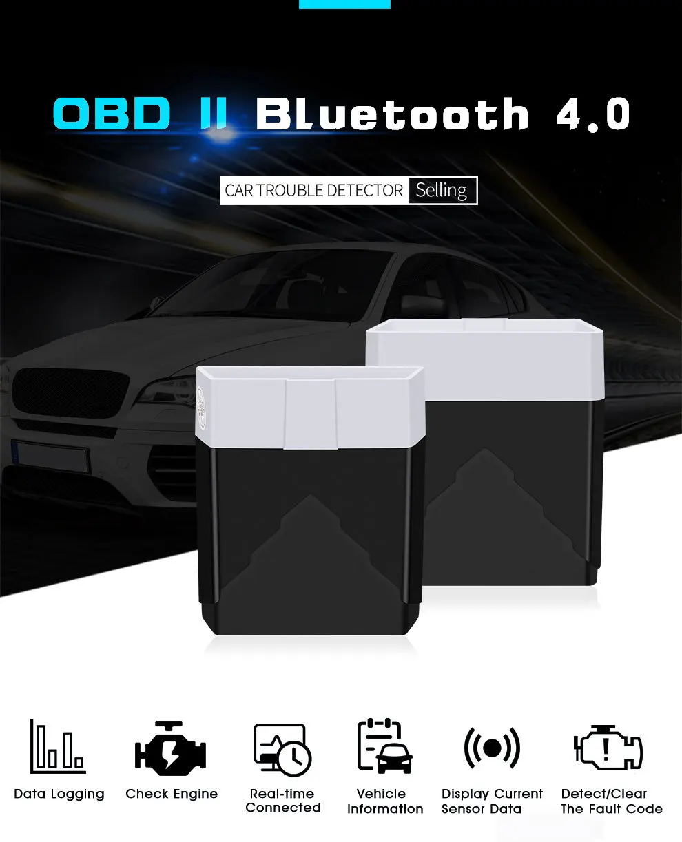 Мини сканер OBD2 ELM327 Bluetooth 4 0 для многобрендового программного обеспечения CAN BUS V2.1