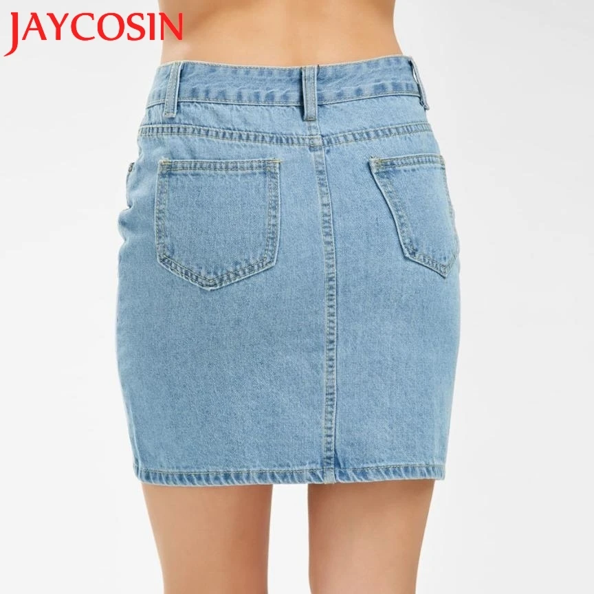 JAYCOSIN 2018 женские джинсы однотонные повседневные короткие юбки на пуговицах