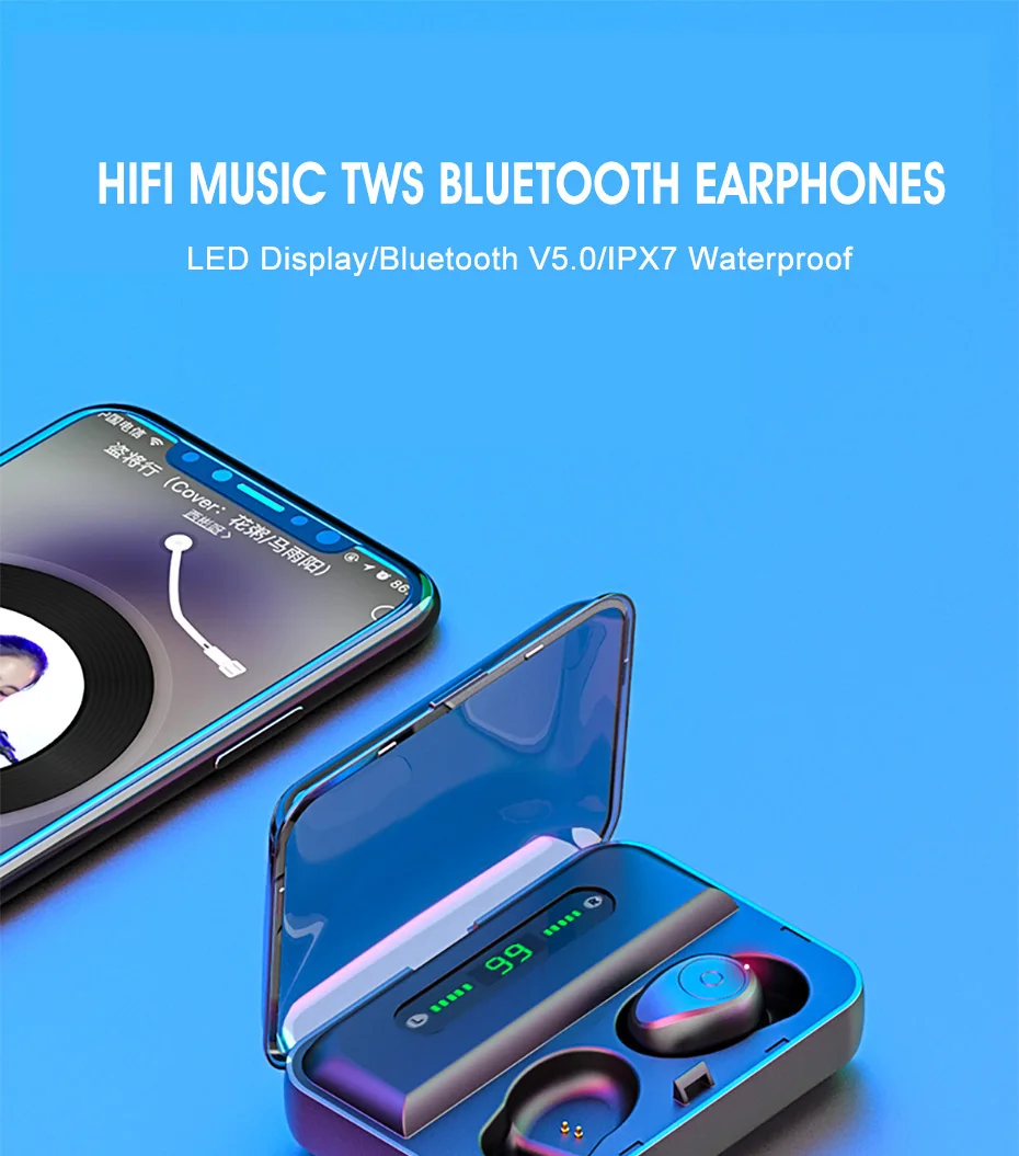 F9 TWS 5,0 Bluetooth 9D стерео наушники беспроводные наушники IPX5 водонепроницаемые наушники 2000 мАч светодиодный умный внешний аккумулятор для телефона