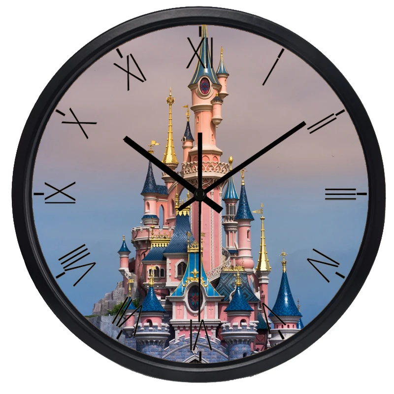 Популярные брендовые европейские настенные часы с мультяшным замком для детей