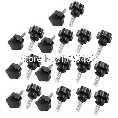 

20 Pcs M6 x 20mm Male Thread 25mm Star Head Screw On Type Clamping Knob