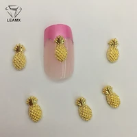leamx 50 pcsbag nail decoration sticker 3d gold pineapple shape shiny manicure charm alloy nails charms for manicure decoration