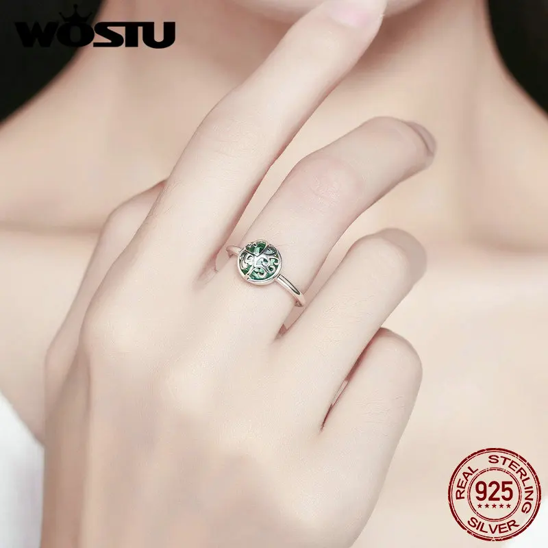 WOSTU, новая мода, настоящее 925 пробы, Серебряное Древо жизни, Сияющее Кольцо на палец для женщин, S925, хорошее ювелирное изделие, подарок, CQR053
