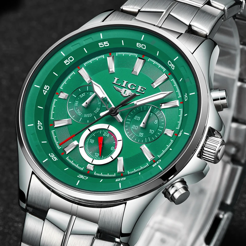 LIGE новые спортивные мужские часы кварцевые водонепроницаемые и противоударные