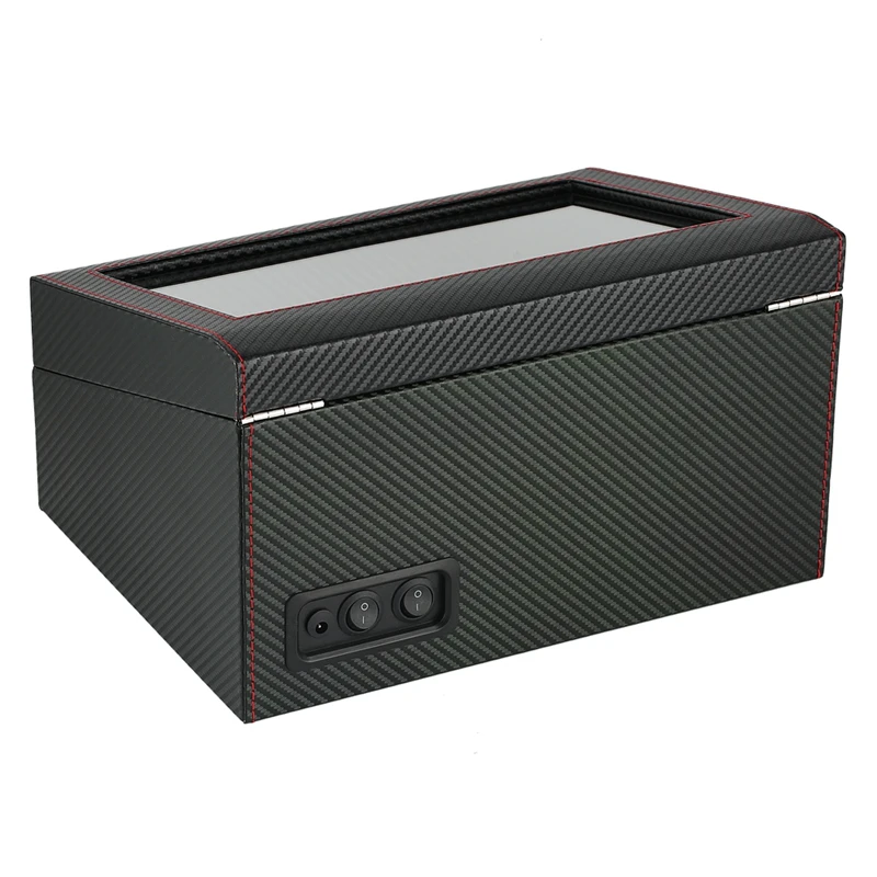 6+4 Double Head Automatic Winding Watch Winder Carbon Fiber Quiet Motor Storage Box Watch Collection Display Jewelry Winder Box