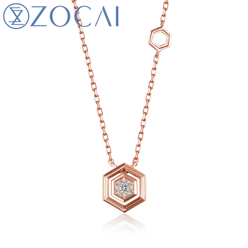 ZOCAI дизайнерский чокер с Сотами серии Real 0,06 CT Diamond 18K розовое золото (Au750) ожерелье JBD90227T