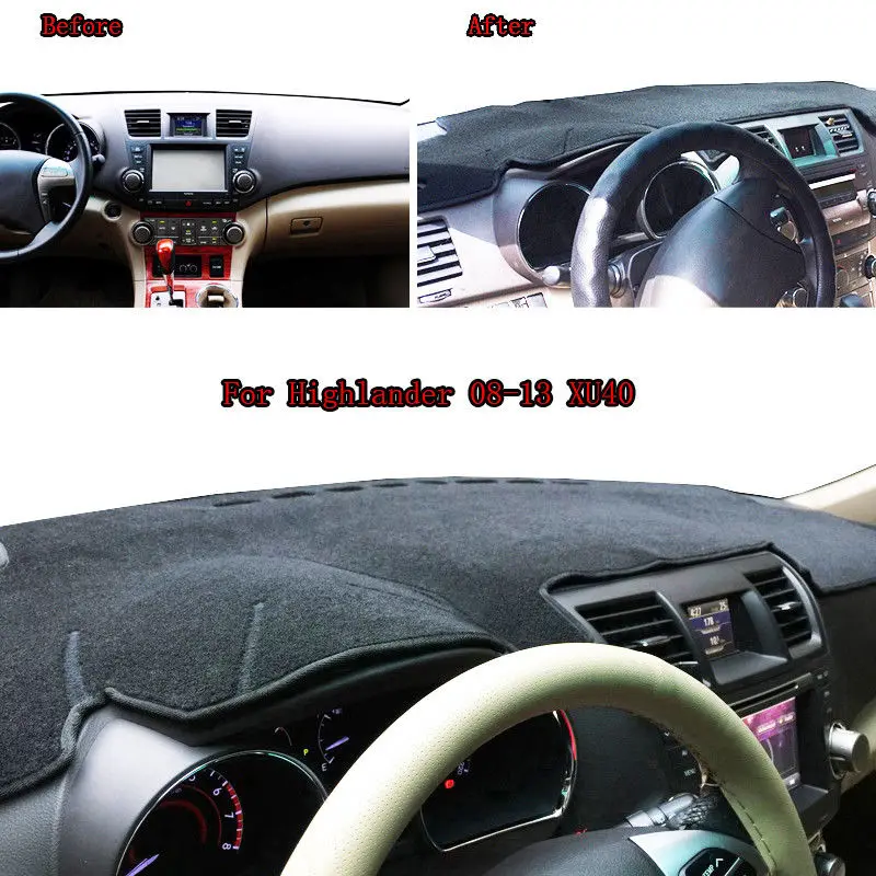 Для Toyota Highlander 2008 2009-2013 чехол на приборную панель автомобиля, коврик для приборной панели, коврик для приборной панели, защита от солнца, приборная панель, аксессуары для ковров