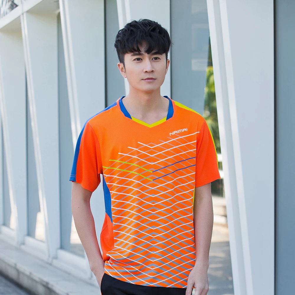 Man 1 shirt Новинка, рубашки для бадминтона для женщин/мужчин, теннисные рубашки, футболки для настольного тенниса, быстросохнущая одежда для бадминтона 5090 - Цвет: Man 1 shirt