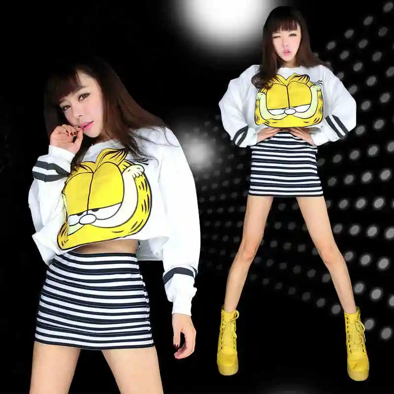 Горячие продажи летний новый 2017 женщин костюм Гарфилд мультфильм печати топы