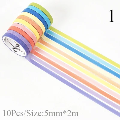 1 10 шт./кор. модный принт с блестками Фольга лента Washi DIY декоративный тонкая малярная лента для детей дневник в стиле Скрапбукинг декора Альбомы для фото - Цвет: 1