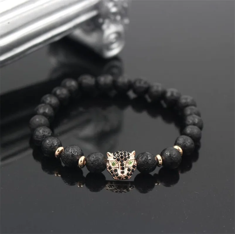 Женский винтажный браслет в виде головы леопарда с микро инкрустацией|bracelet