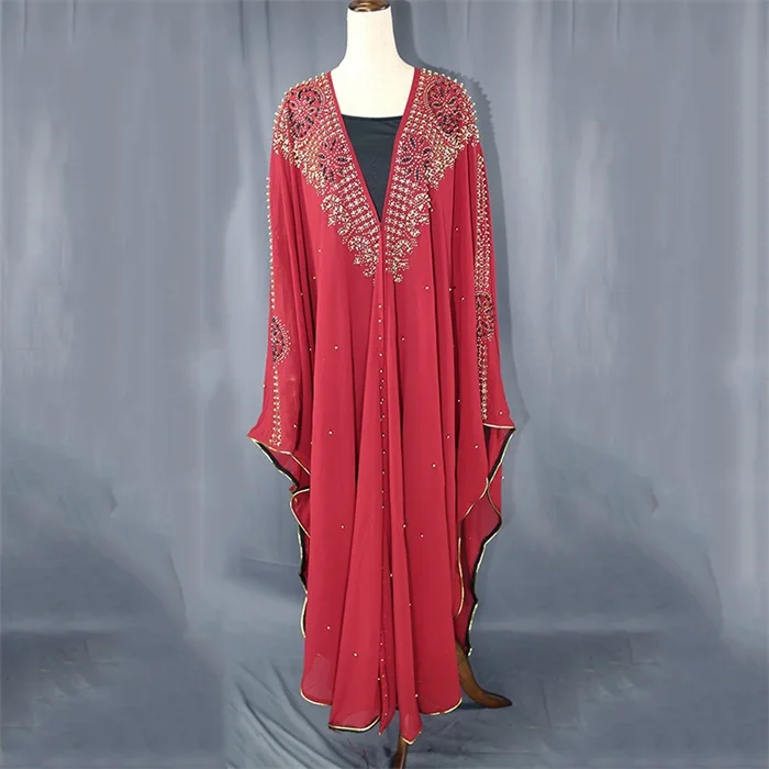 R dress with Sling Siskakia размера плюс Jalabiya Dashiki платья для женщин алмазные бусины африканская одежда Дубай abaya мусульманские Вечерние халаты с капюшоном - Цвет: R dress with Sling