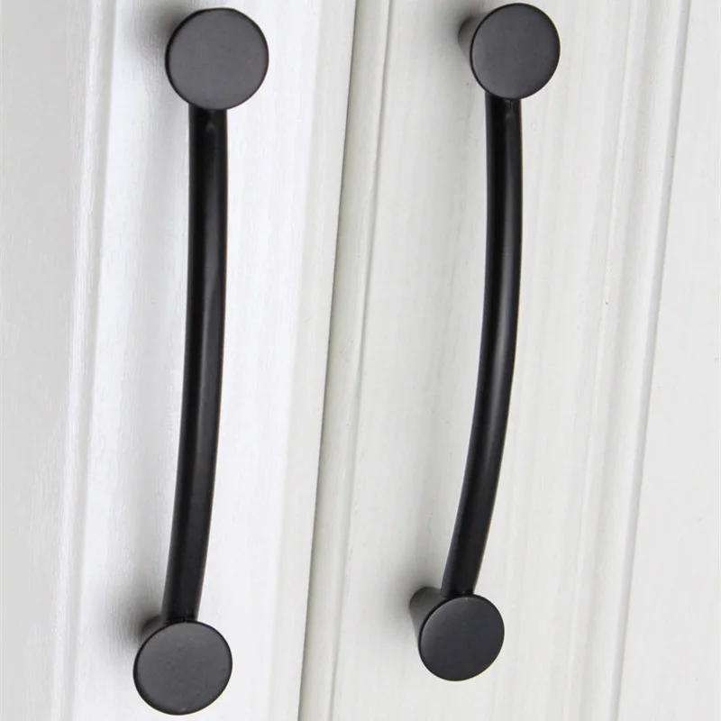 

5"Simple solid thickened kitchen Cupboard cabinet handle Black funiture knobs Drawer dresser wardrobe pulls bookcase knobs 128mm