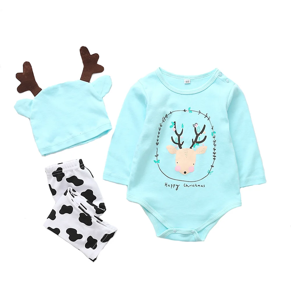 Orangemom Offical Store 2018 Winter Christmas Clothing 3 Pcs/set Cartoon Clothes Baby Boys Girls Bodysuit+long Pants+hat | Детская