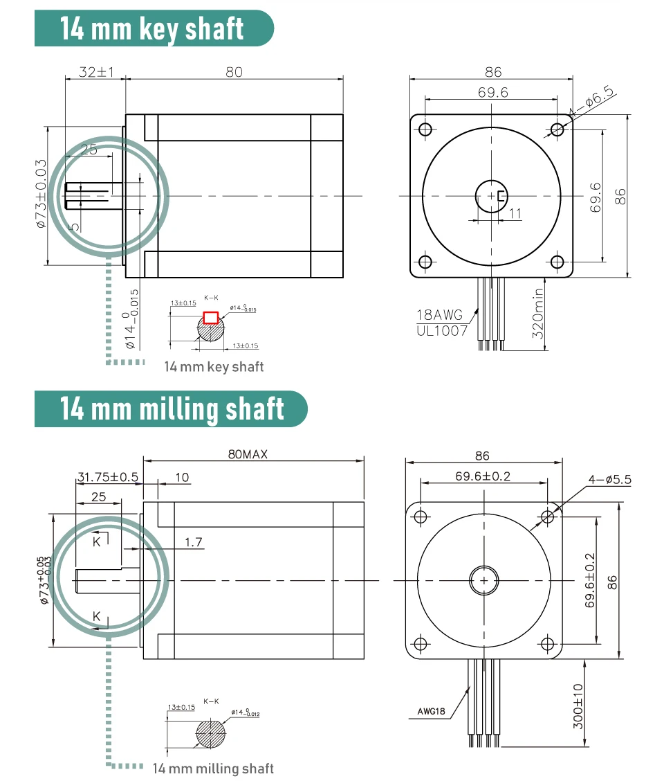 NEMA34 чпу шаговый двигатель 86X80 мм 4.5N.m 5.5A вал 14 мм nema34 для stepp мотор 640Oz-in для ЧПУ гравировальный станок 3D принтер