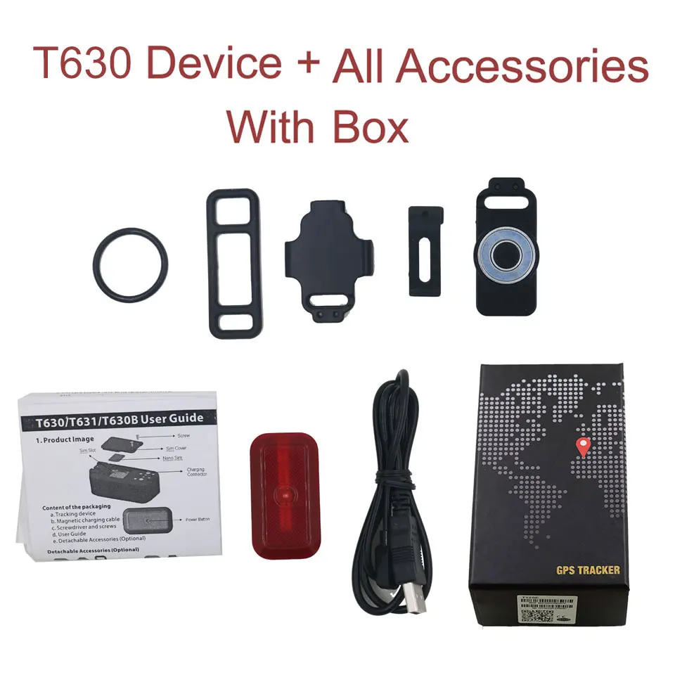 all Accessories VJOYCAR T630 воротник Мини собака gps трекер для детей Домашние животные Дети велосипедная сумка водонепроницаемый отслеживания локатор в режиме ожидания 7 дн ошейник для кошки с gps - Цвет: all Accessories