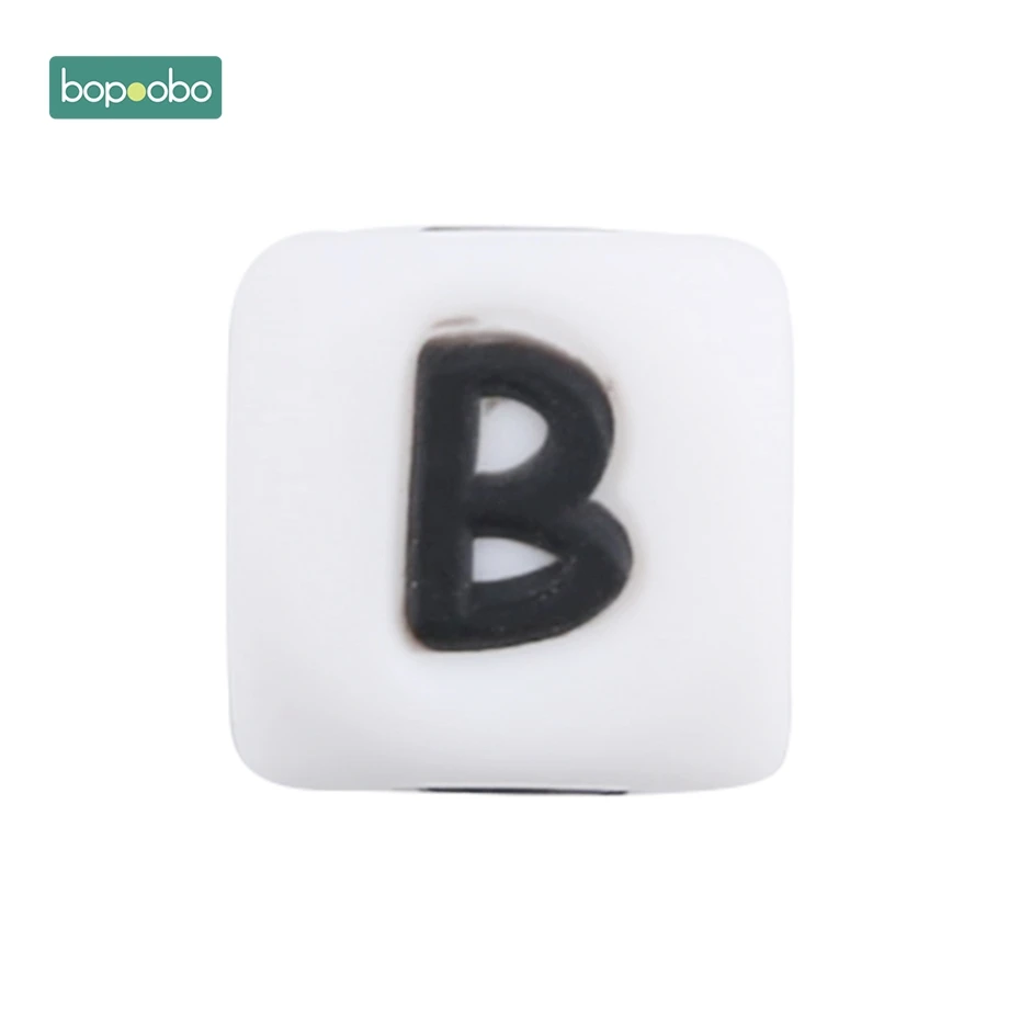 Letter B Bopobo 10 шт., силиконовые бусины-прорезыватели для грызунов для малышей, силиконовые бусины-прорезыватели с жемчугом, 10 мм, Детские Силиконовые Бусины-прорезыватели - Цвет: Letter B