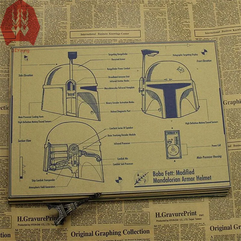 Винтажный ретро постер со шлемом Stormtrooper с модифицированными Звездными войнами