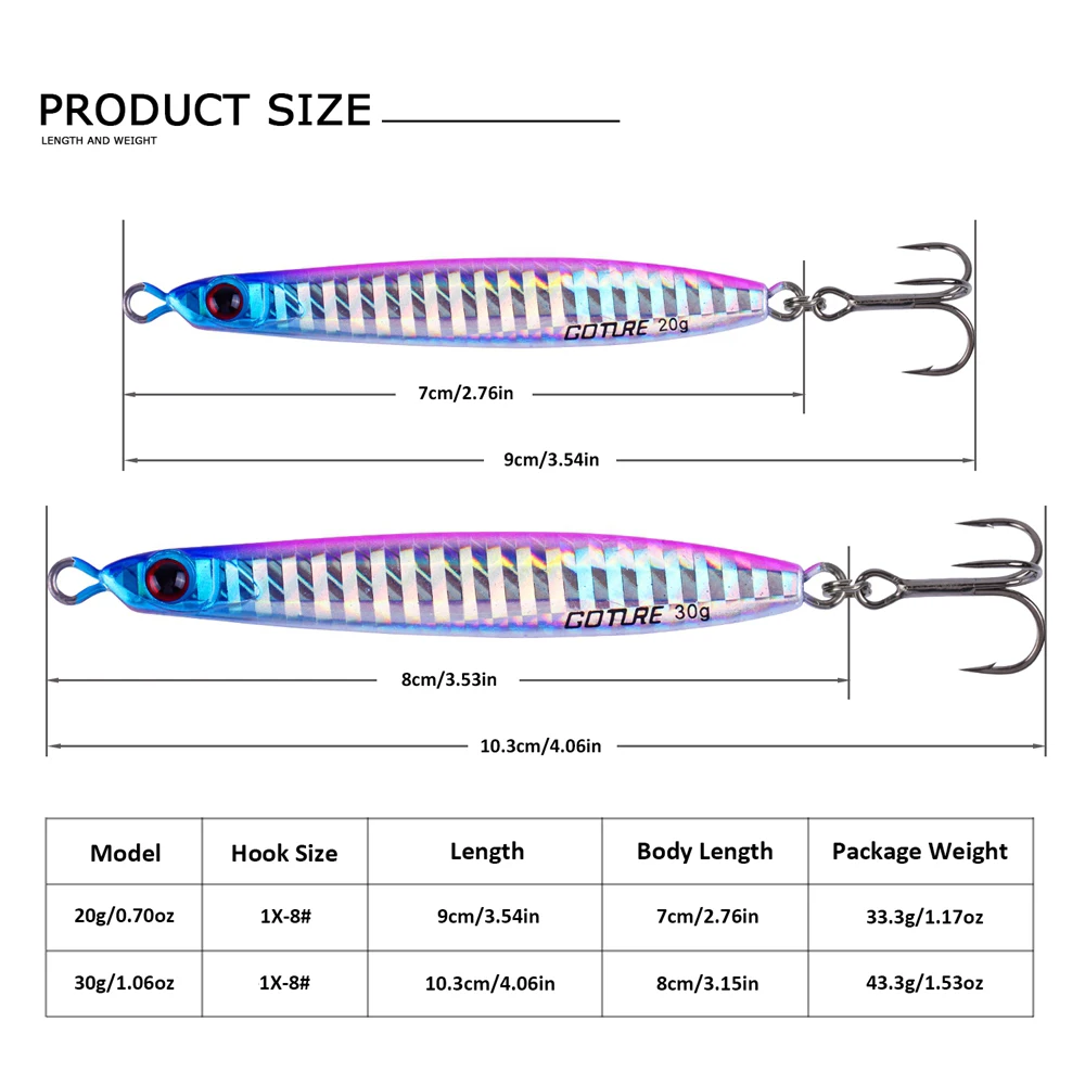 Goture морская рыболовная приманка Вертикальная с крючками 9 см 20 г или 10 30 жесткая