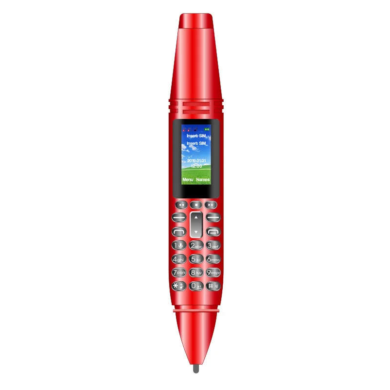 0,9" ручка в форме 2G для экран мобильного телефона Две sim-карты GSM для мобильного телефона номеронатор диктофон для записи голоса fm-радио - Цвет: Красный