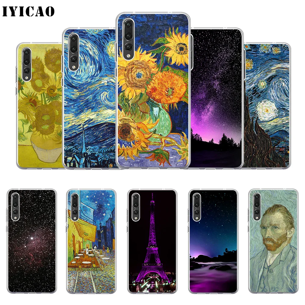 Чехол для телефона IYICAO Van Gogh мягкий силиконовый чехол Huawei P30 P20 Pro P10 P9 P8 Lite P Smart ТПУ