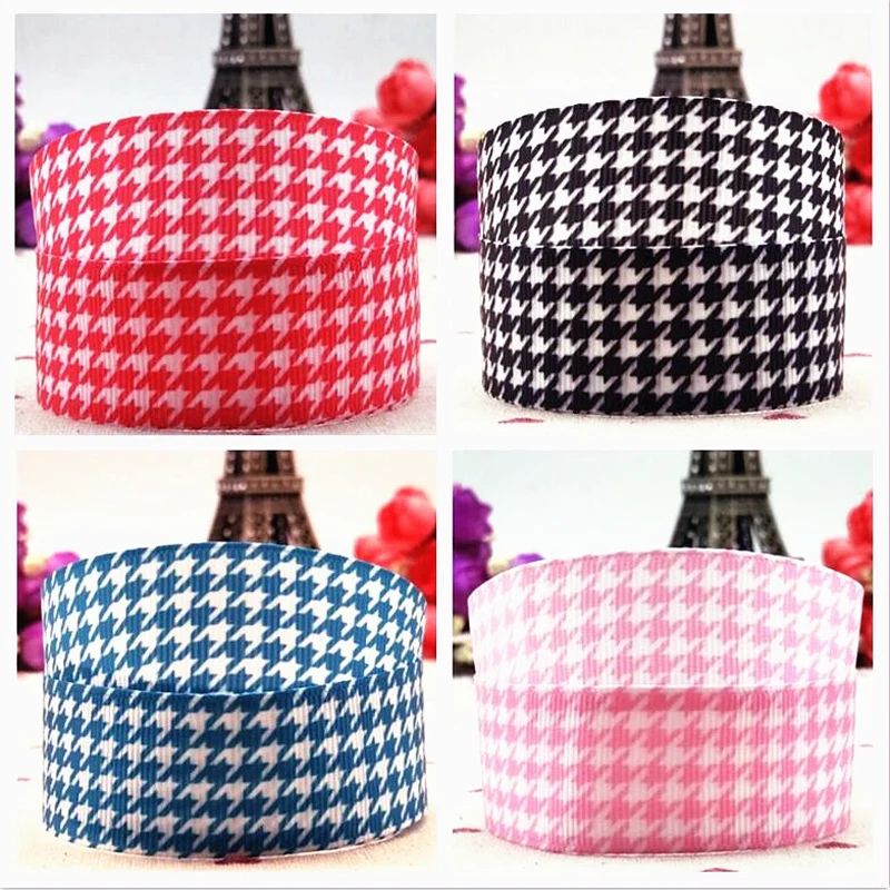 Free delivery of 25mm black and white checked cartoon grosgrain ribbon hand material hair bow New Year decoration 10 yards | Дом и сад