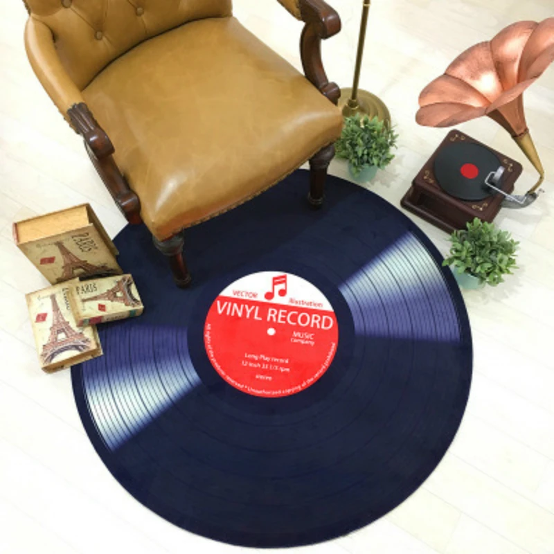 

Retro Music Vinyl Record 3D Printed Round Carpets For Living Room Home Decor Rugs Kids Room Computer Chair Mats Children gift