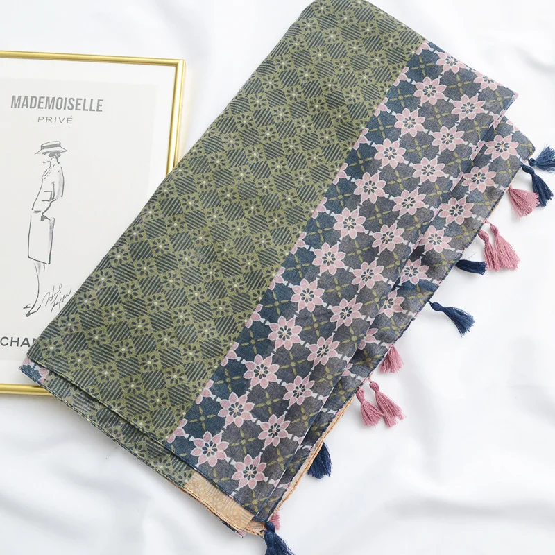 Женский Винтажный Длинный шарф с принтом осенне зимний этнический дизайнерский