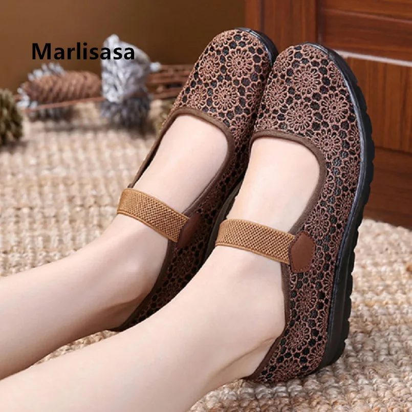 Женские туфли на плоской подошве Marlisasa коричневые сетчатые дышащие повседневные