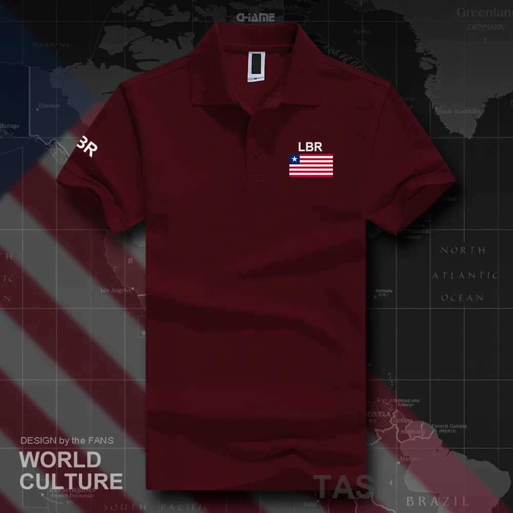 Liberia Liberian polo рубашки для мужчин с коротким рукавом белые бренды принтом страны 2017
