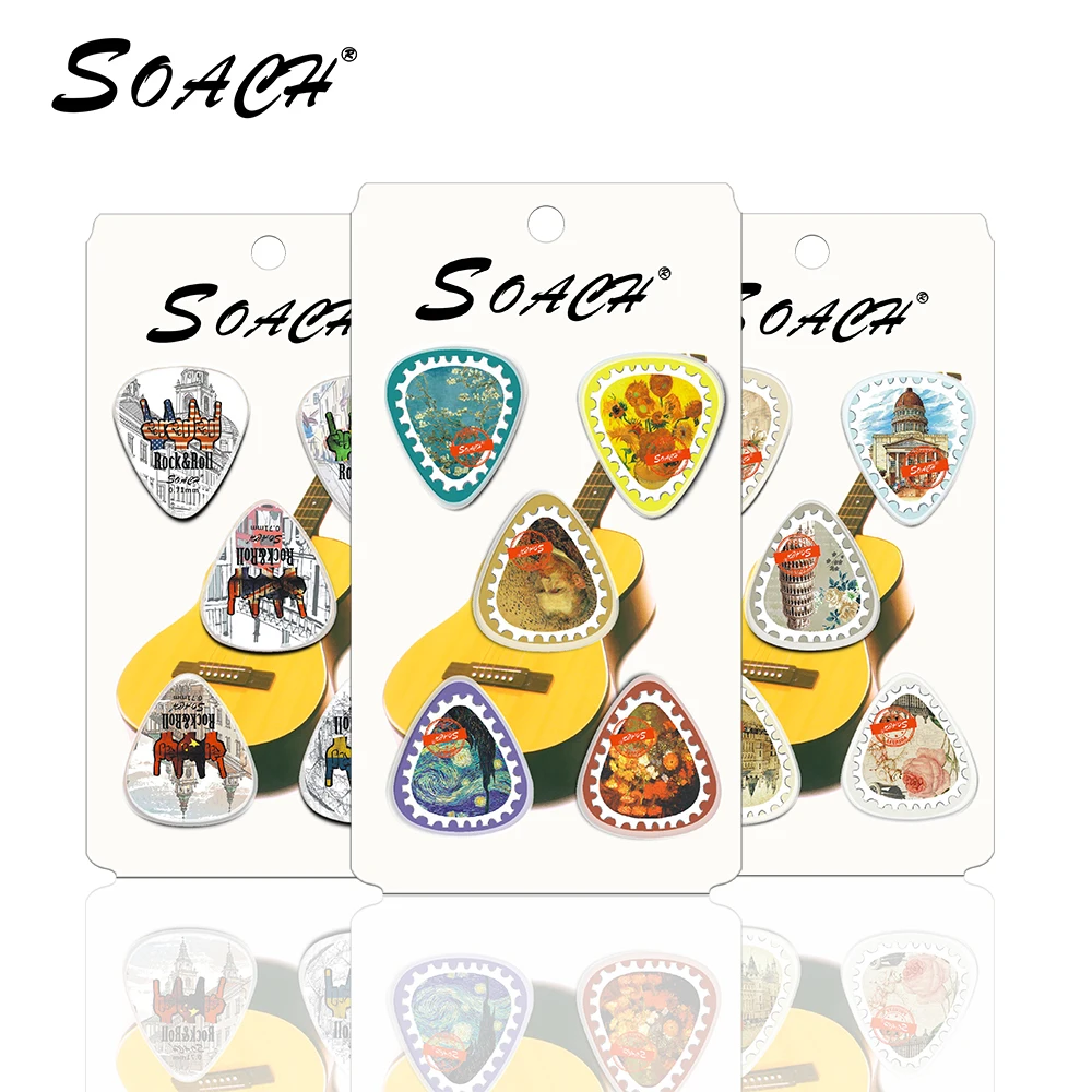 

SOACH 2018 new 10pcs/lot 0.71mm Celluloid sheet pick Bass guitar picks with package sent randomly Guitar Parts & Accessories