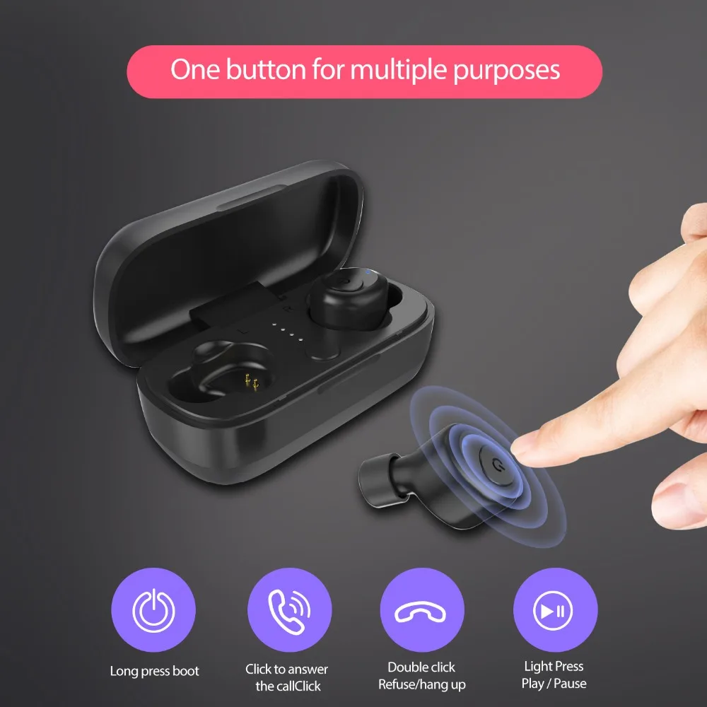 Bluetooth 5 0 наушники TWS Беспроводная Erabus HD Hi Fi стерео Спортивная гарнитура с зарядным