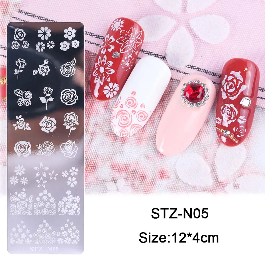 STZ-N05 1 шт., штамповочные пластины для ногтей, Летний цветок, лист, животное, нержавеющая сталь, для дизайна ногтей, штамп, сделай сам, шаблон, лак, инструменты для маникюра, JISTZ-BE/N - Цвет: STZ-N05