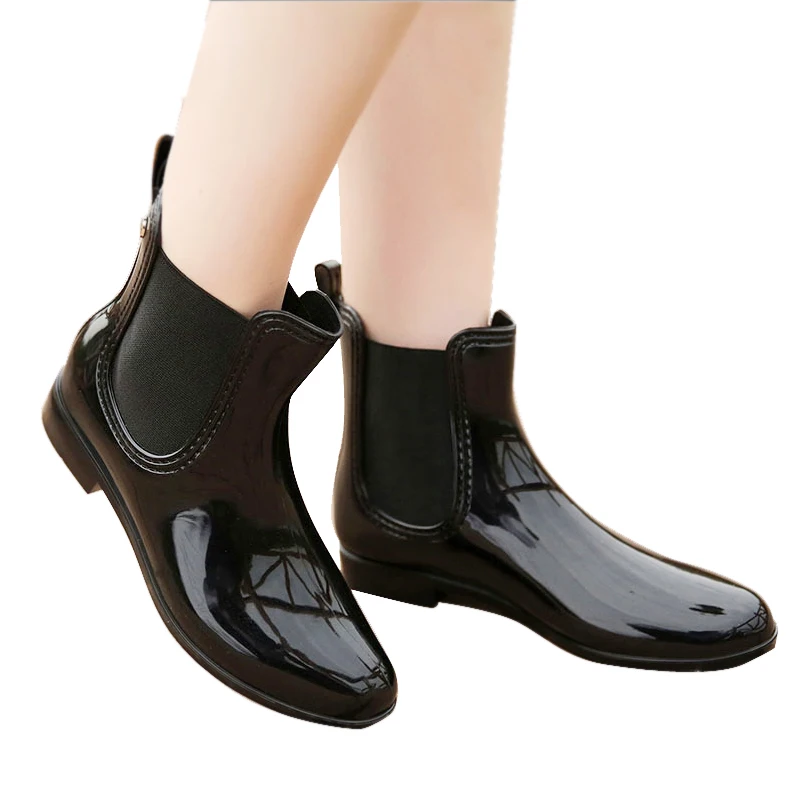 Модные резиновые сапоги непромокаемые женские ботильоны из водонепроницаемого