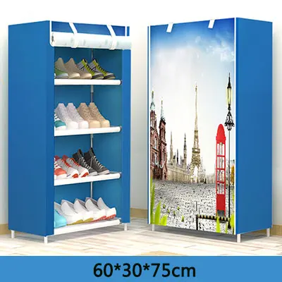 60x30x75cm Мультипликационный узор, многослойный пылезащитный Тканевый шкаф для обуви, самодельный домашний стеллаж для хранения обуви, Простая подставка для обуви, домашняя мебель - Цвет: 60x30x75cm