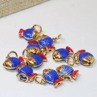 913mm fish shape hot sale cloisonne spacers beads accessories enamel assorted gold color free shipping diy findings 5pcs b2482