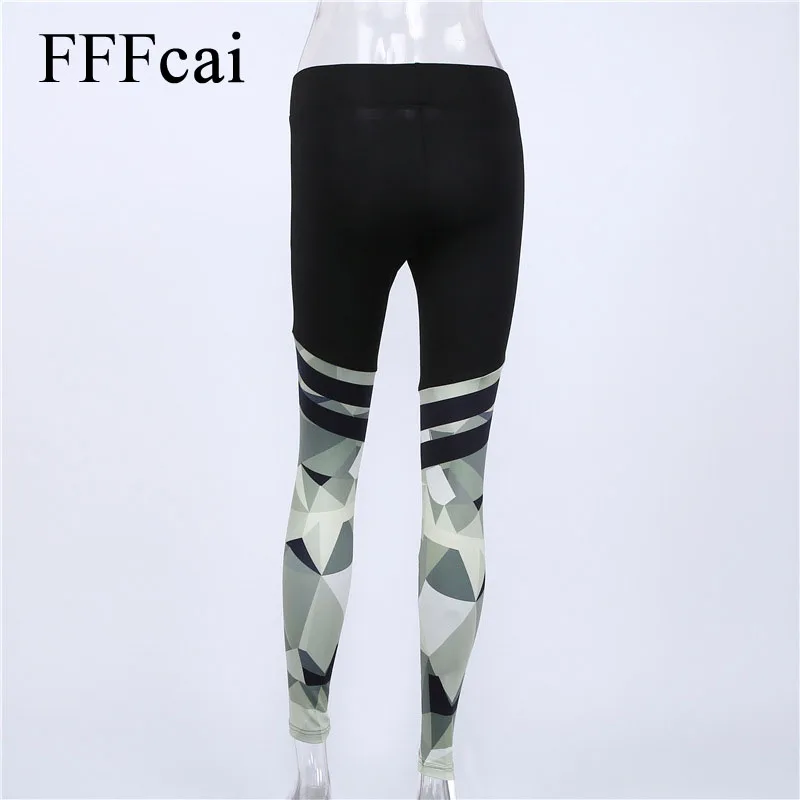 FFFcai Harajuku пуш ап Фитнес леггинсы с камуфляжным и полосатым Бодибилдинг Для Женщин