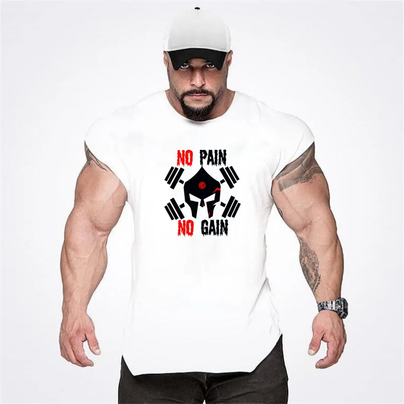 Мужская одежда для бодибилдинга новинка 2019 летняя майка фитнеса футболка без