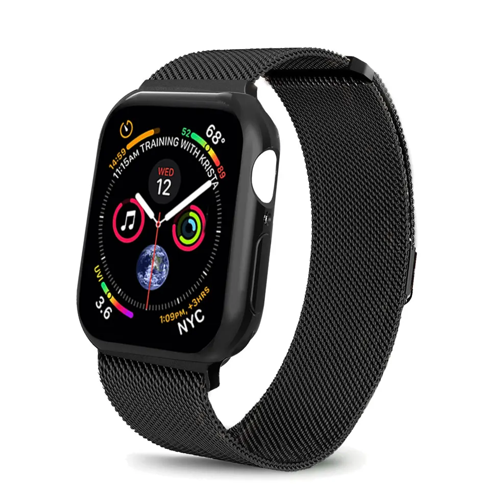 Миланский ремешок-петля для Apple Watch 5, 4, 44 мм, 40 мм, iwatch, ремешок 42 мм, 38 мм, браслет из нержавеющей стали+ чехол для Apple Watch 4, 3, 21