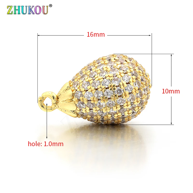 

10*16mm Brass Cubic Zirconia Round Love Charms Pendants Diy Jewelry Findings, Mixed Color, Hole: 1mm, Model: VD374
