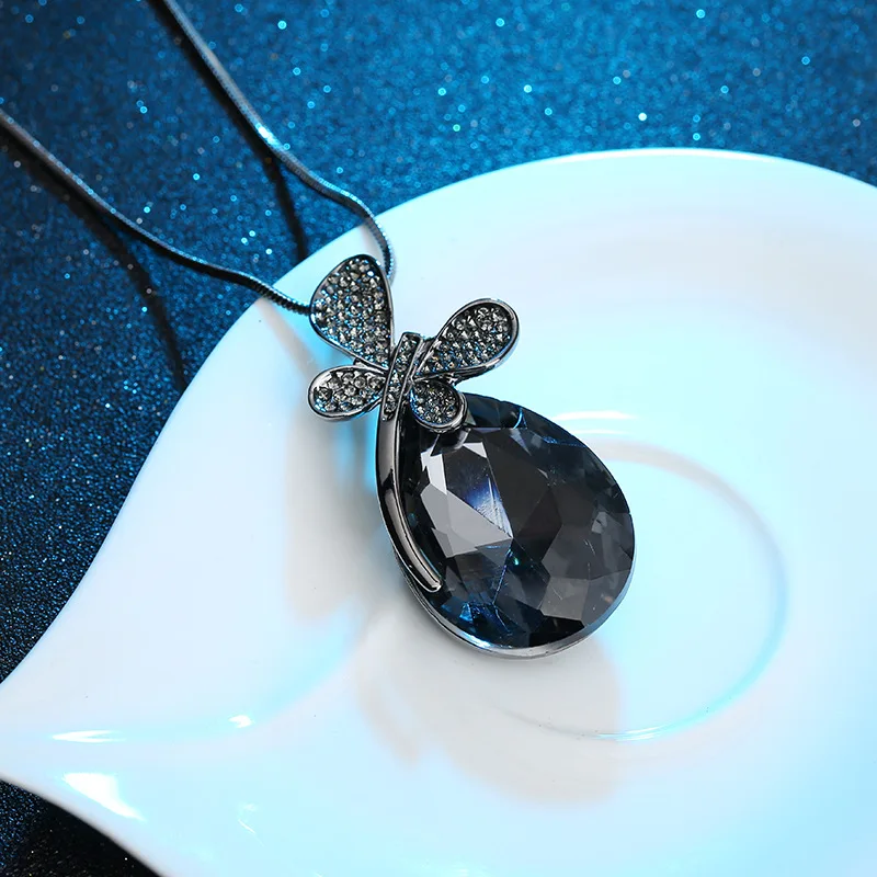 Женское модное ожерелье с подвеской в виде капель кристаллами | Украшения и